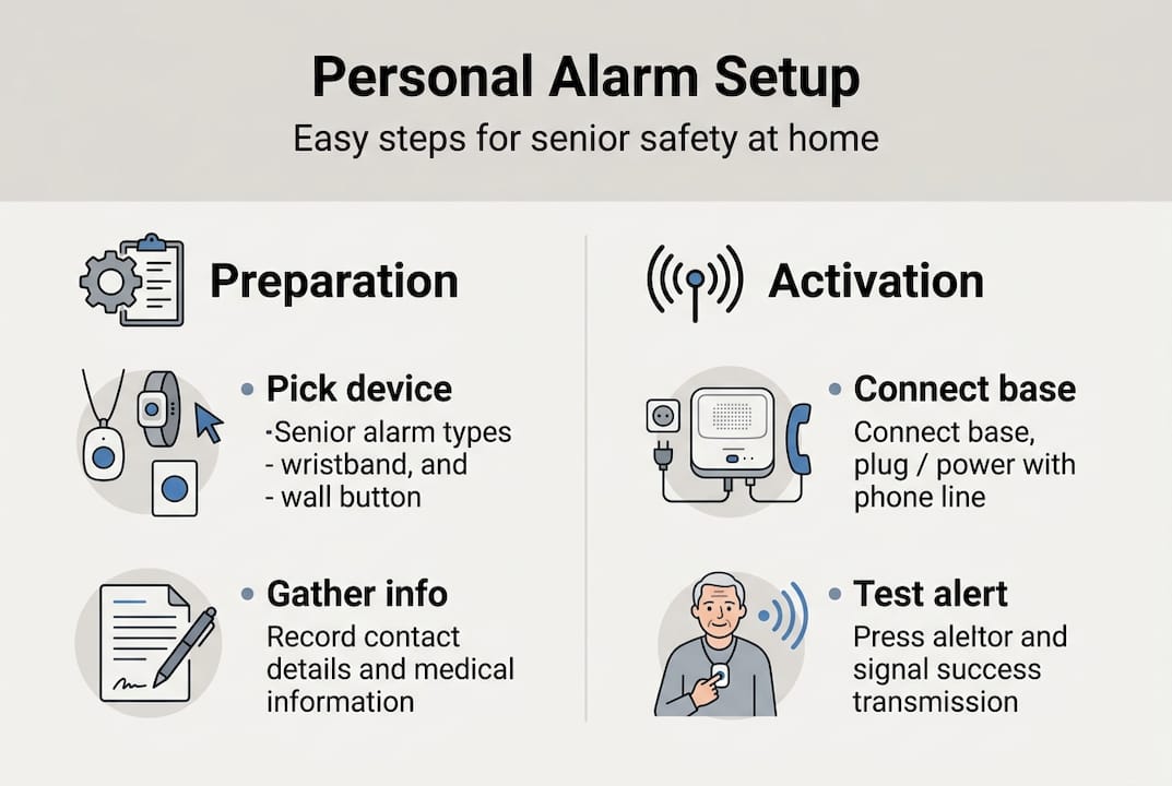 Infographic shows personal alarm setup steps summary