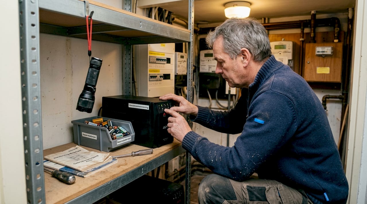 Senior medewerker voert controle uit op het noodstroombeveiligingssysteem.