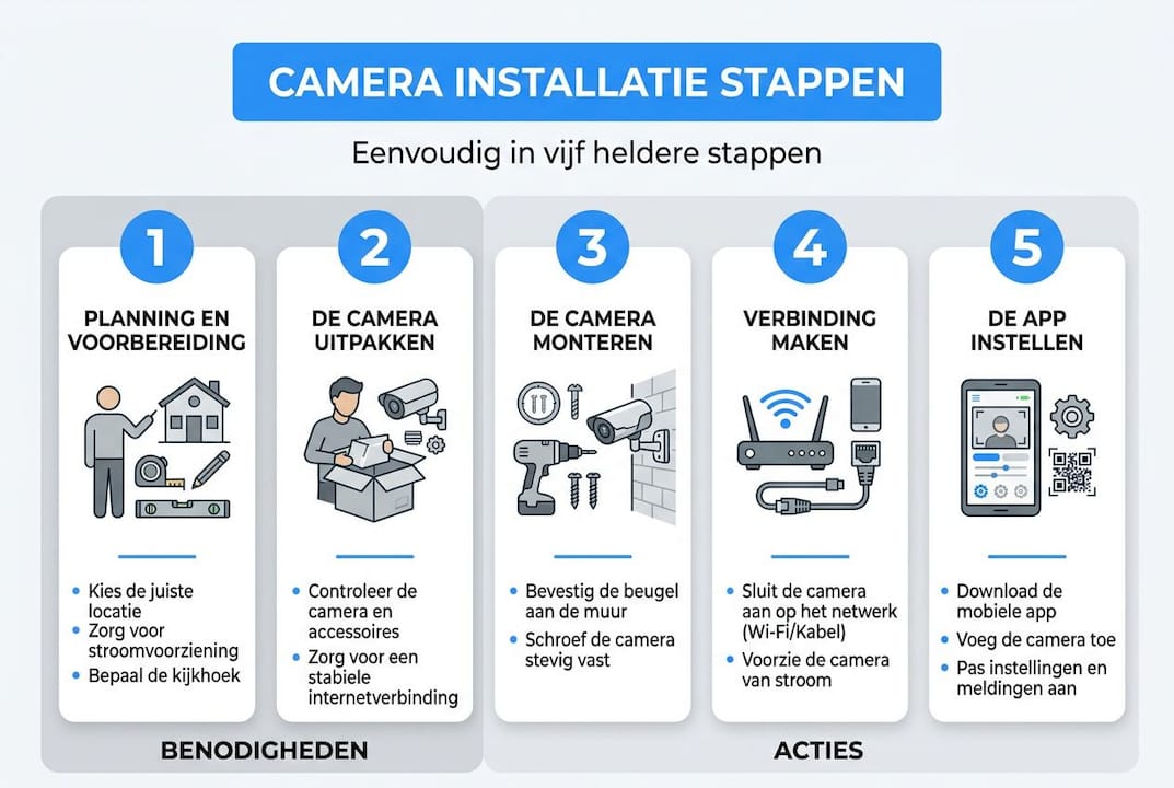 Overzicht: Stappenplan voor het installeren van een beveiligingscamera