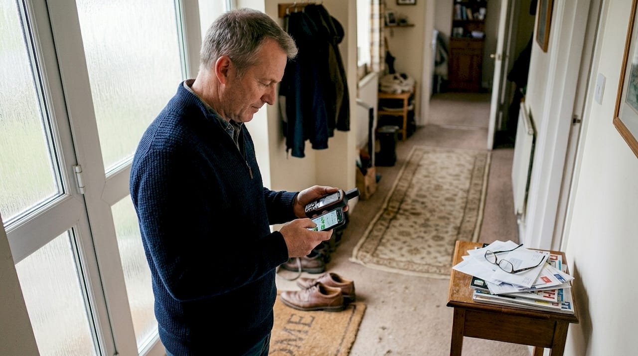 Caregiver tests gps tracker at home