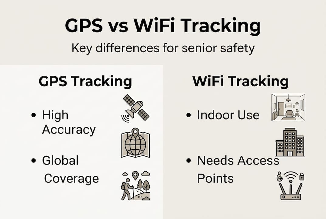 Infographic comparing GPS and WiFi tracking features
