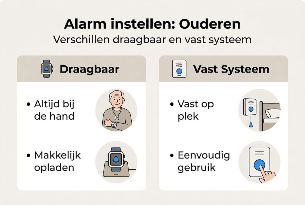 Infographic: draagbaar alarmsysteem of vaste installatie – wat past het beste bij jouw situatie?