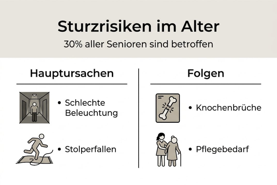 Grafische Übersicht: Sturzgefahr und deren Auswirkungen im Alter