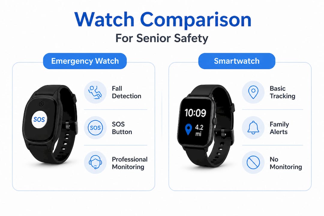 Infographic comparing emergency and consumer watches