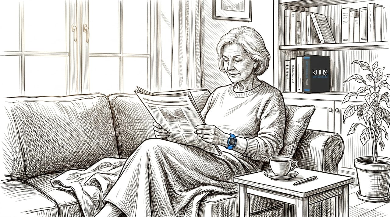 Senior woman using wearable fall detection