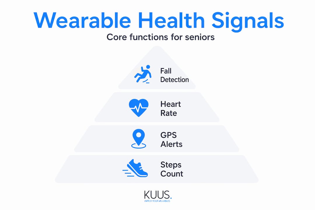 Infographic of core wearable health monitoring signals