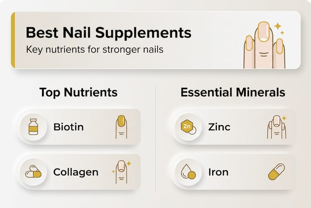Infographic highlighting nutrients for nail strength