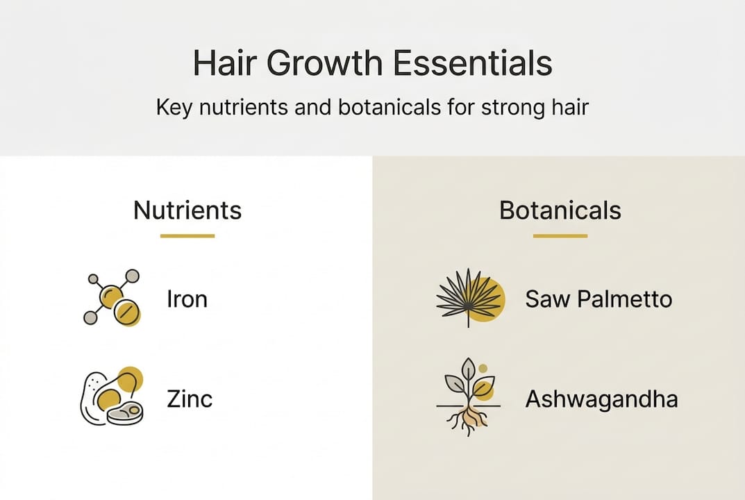 Infographic with hair nutrients and botanicals
