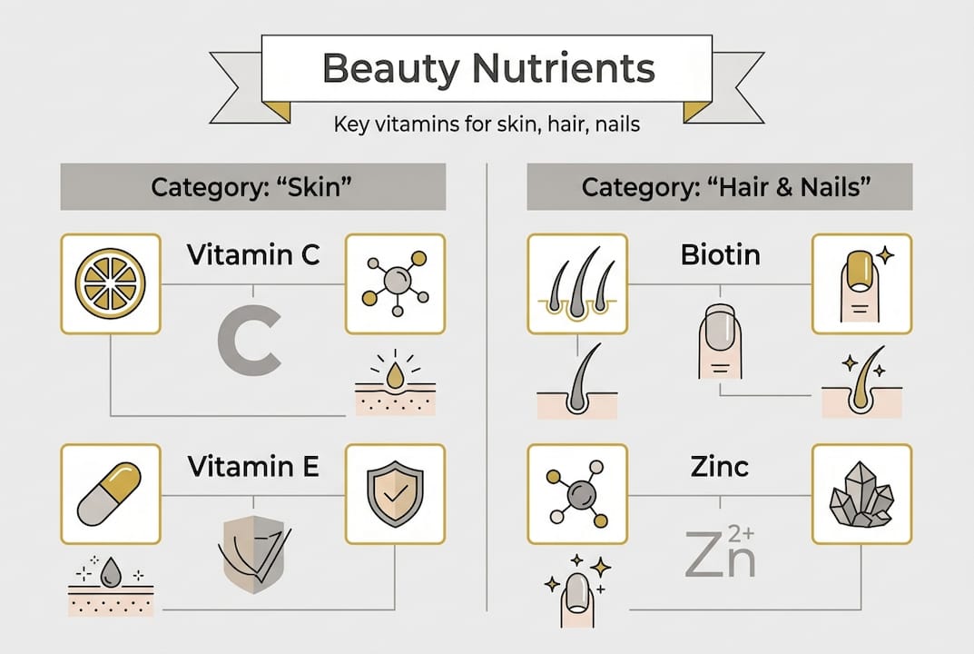 Infographic of vitamins for beauty