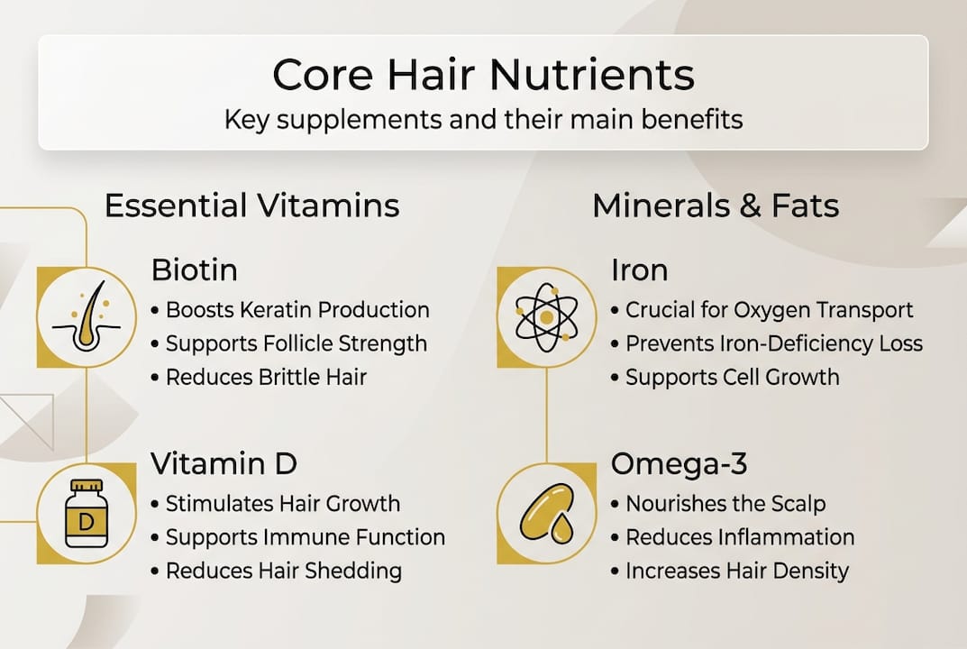 Infographic overview of key hair nutrients