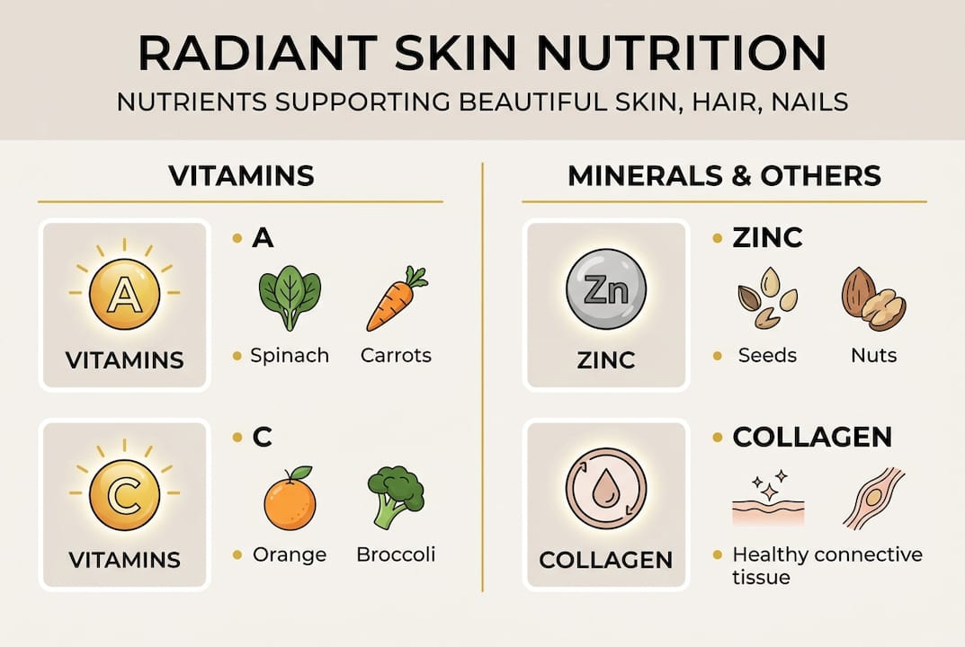 Infographic showing core nutrients for skin