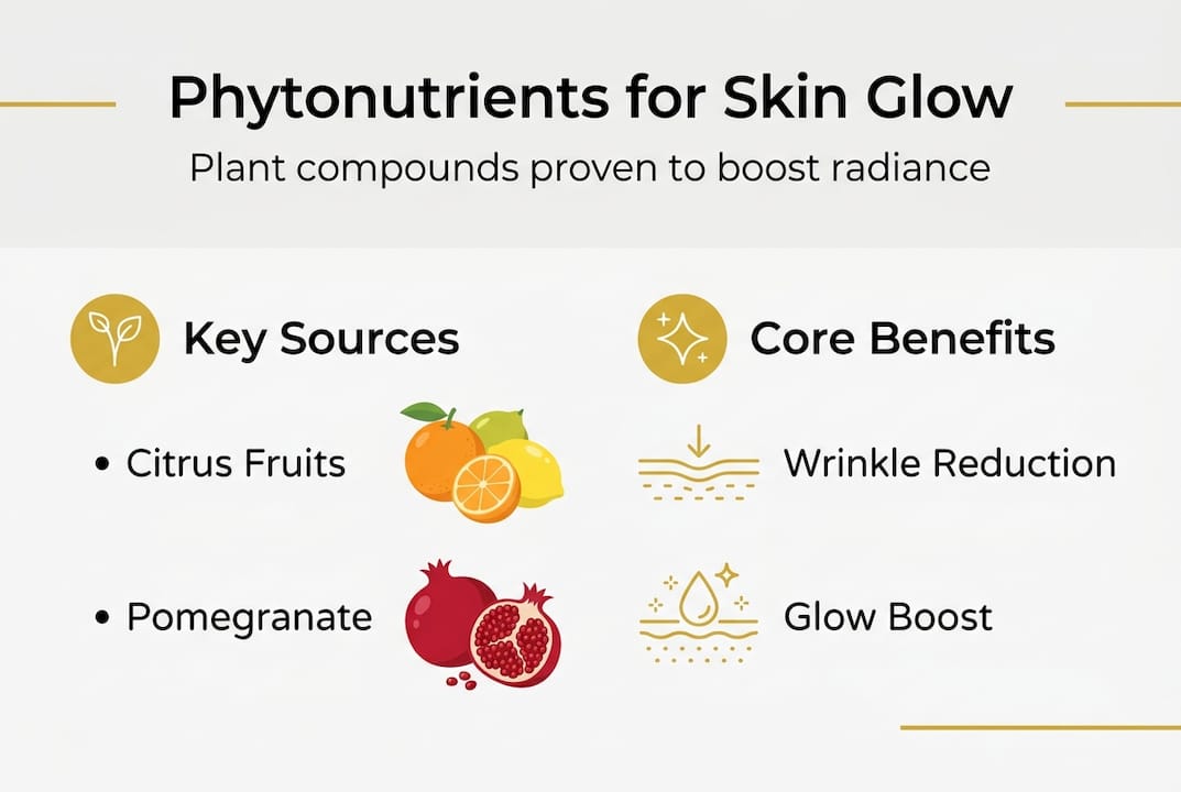 Infographic showing phytonutrients sources and skin benefits
