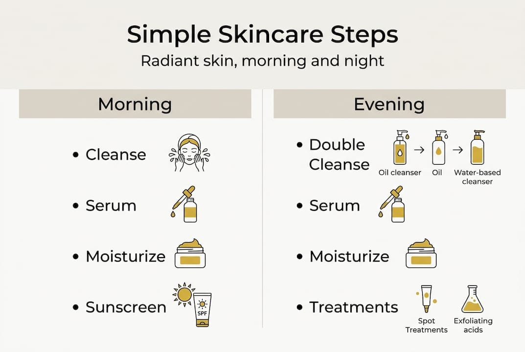 Infographic showing core skincare routine steps