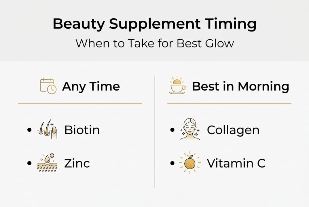 Infographic beauty supplement timing at a glance