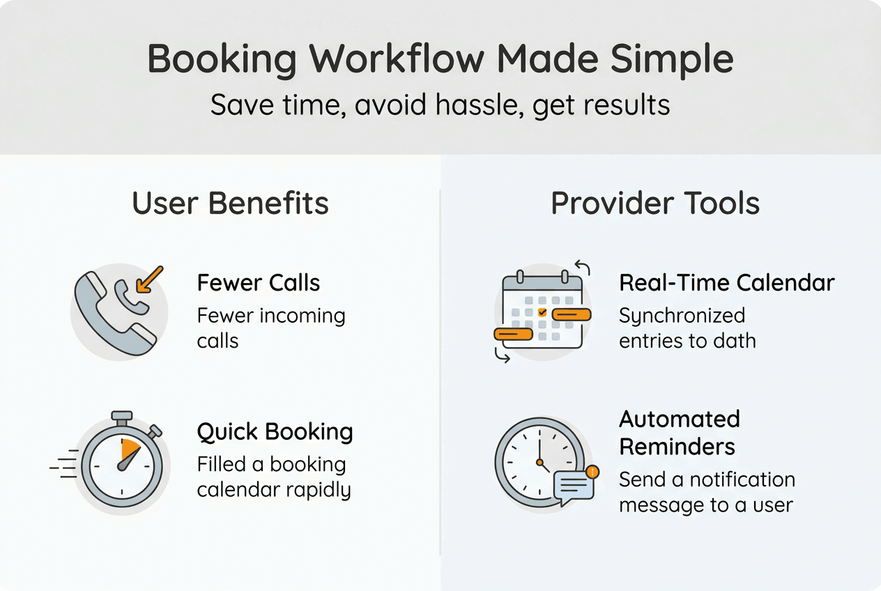 Infographic showing simple booking workflow benefits