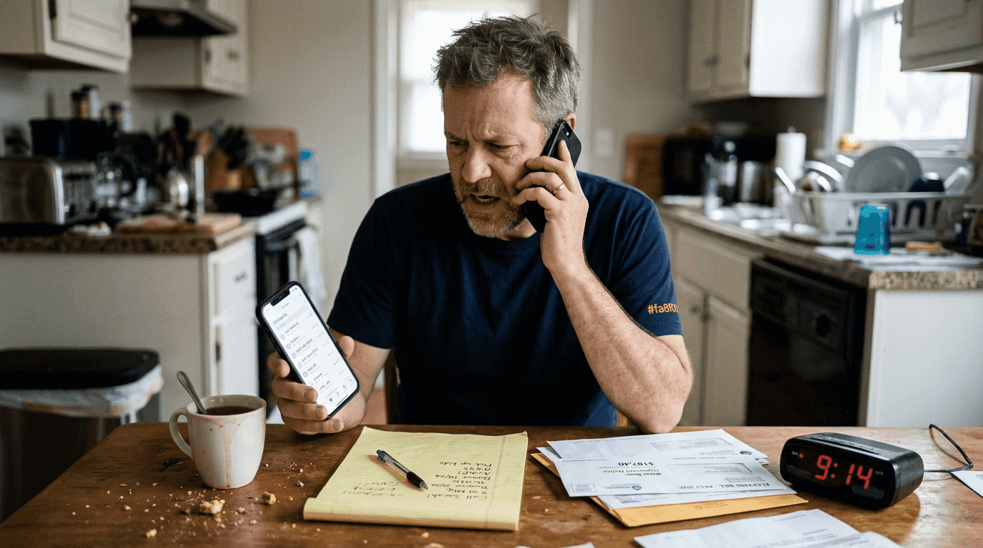 Man calling various home service providers