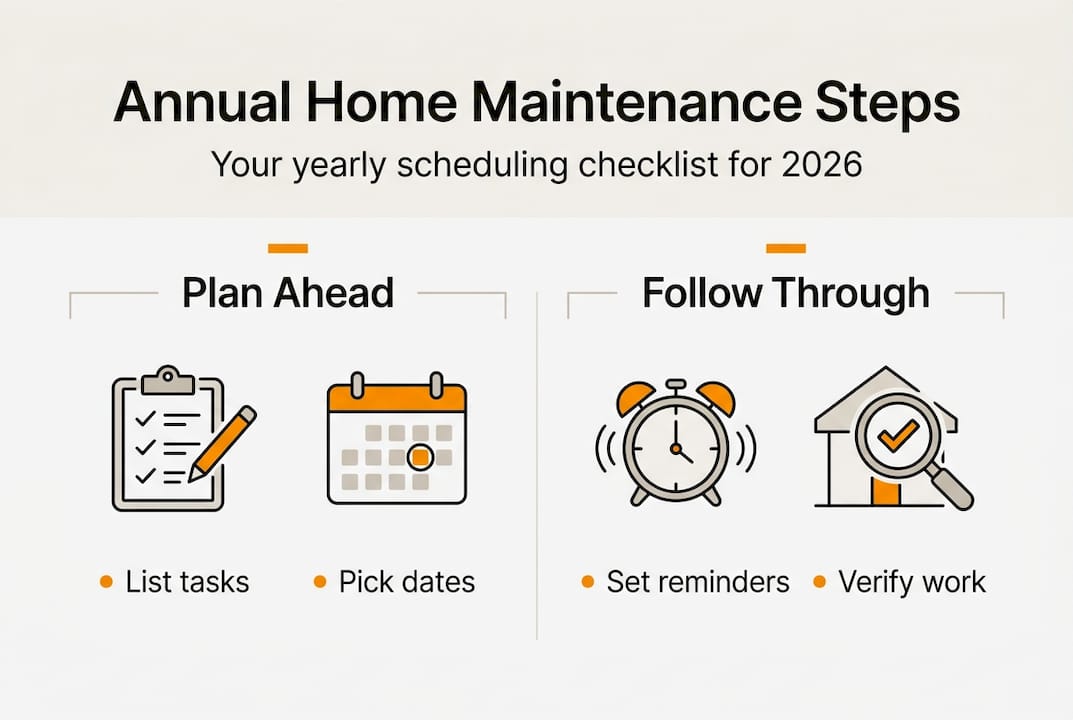 Infographic with home maintenance steps and checklist