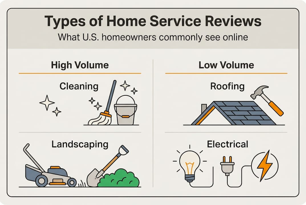 Infographic showing types of home service reviews