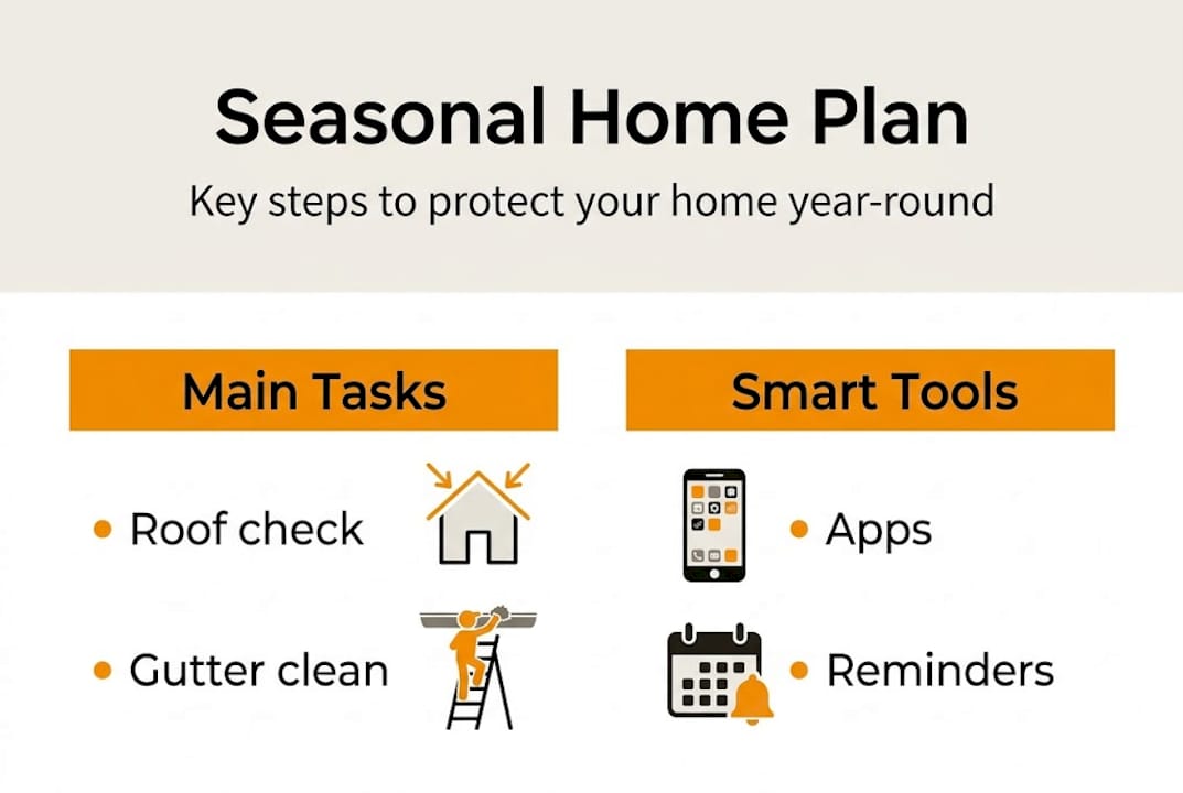 Infographic overview of seasonal home plan steps