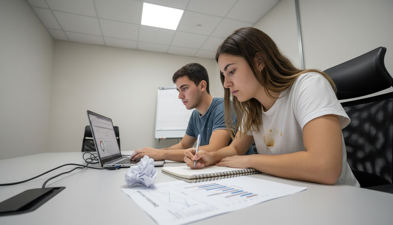 Equipo de ventas revisando juntos los datos digitales para tomar decisiones.