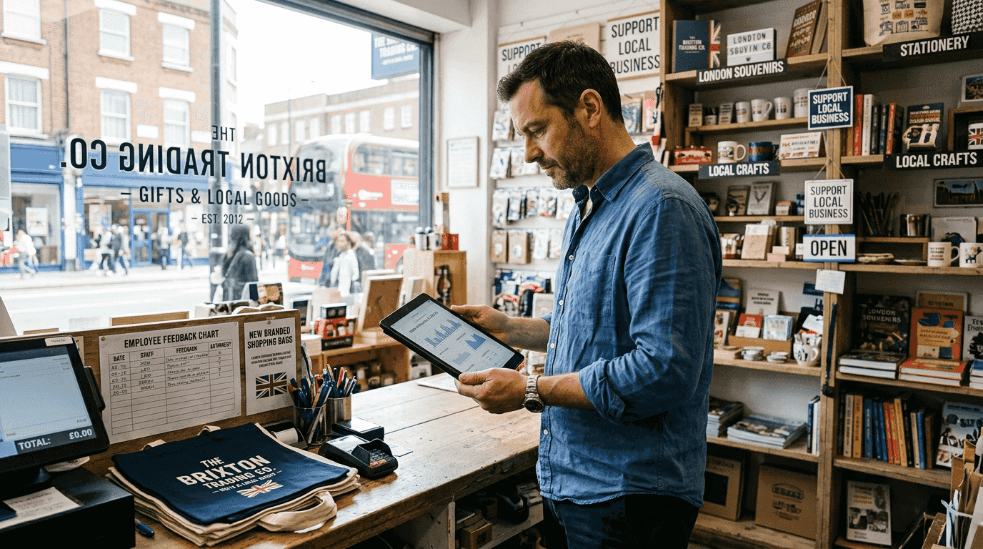 Shop owner reviews branding performance results