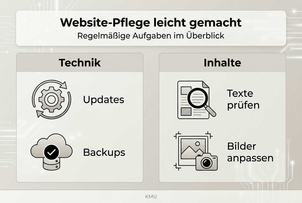 Übersicht: Wichtige Aufgaben bei der Pflege einer Website