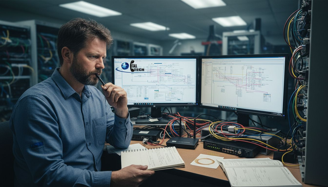 Telecom engineer analyzing support systems