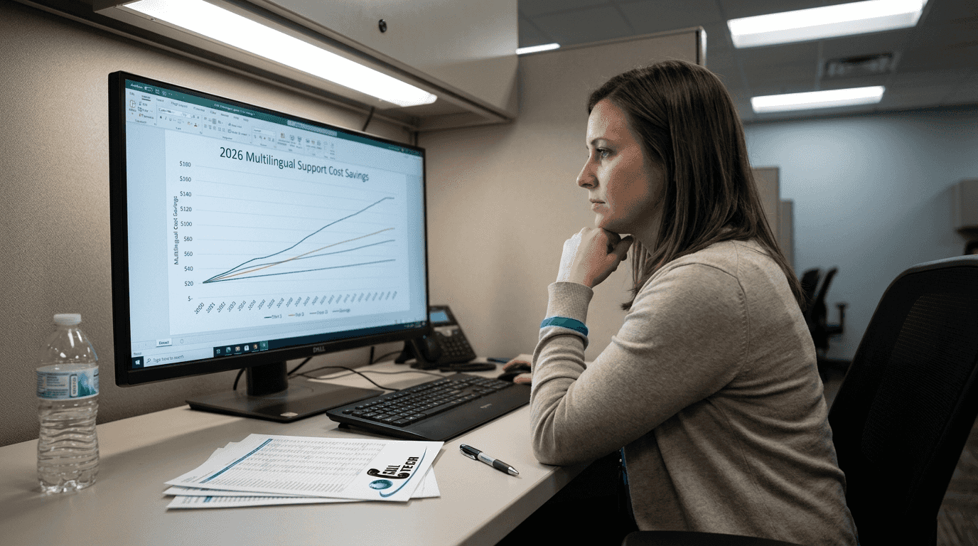 Analyst reviewing multilingual support cost savings