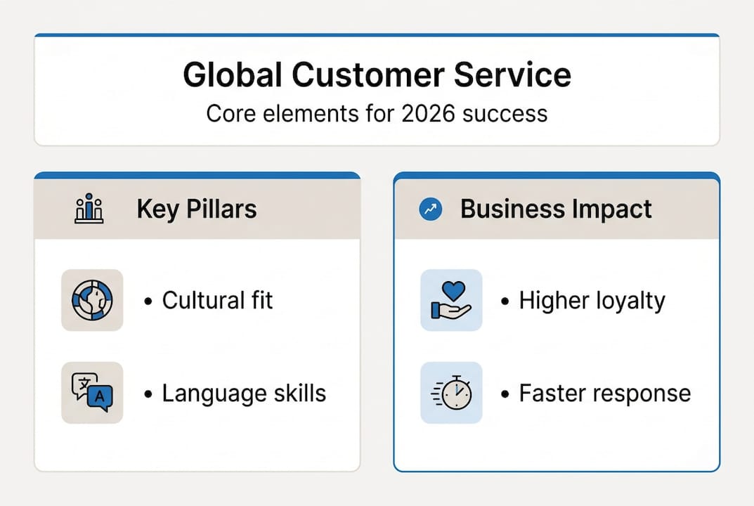 Infographic showing core global customer service elements