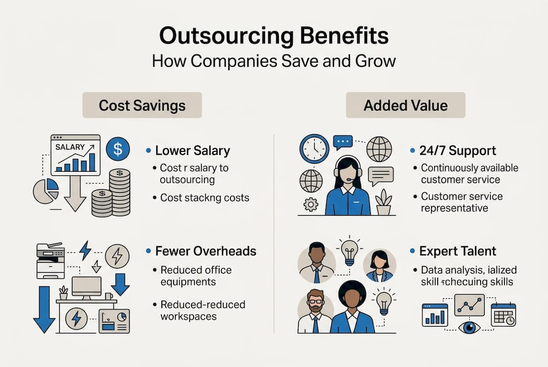Infographic on outsourcing benefits for businesses