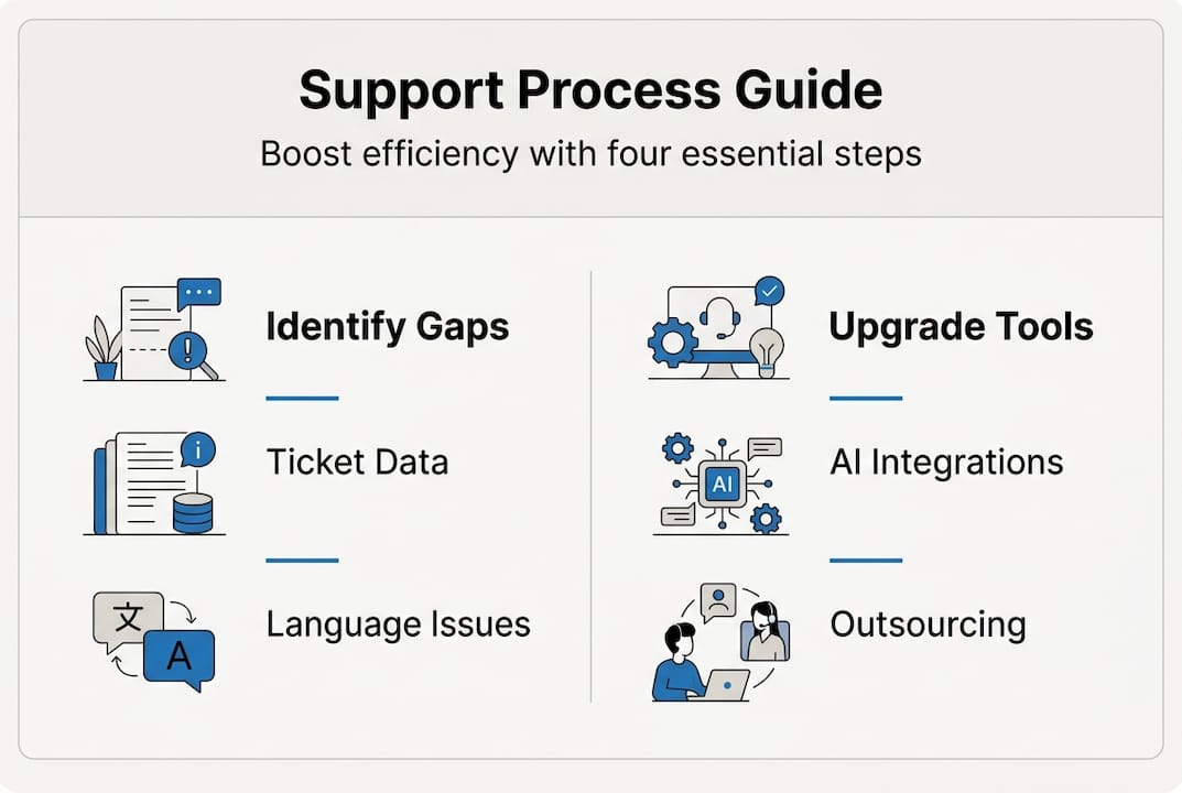 Infographic with four steps for customer support