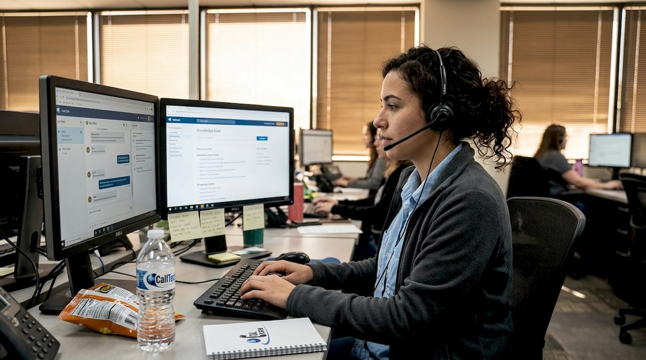 Support agent answering queries with chatbot system