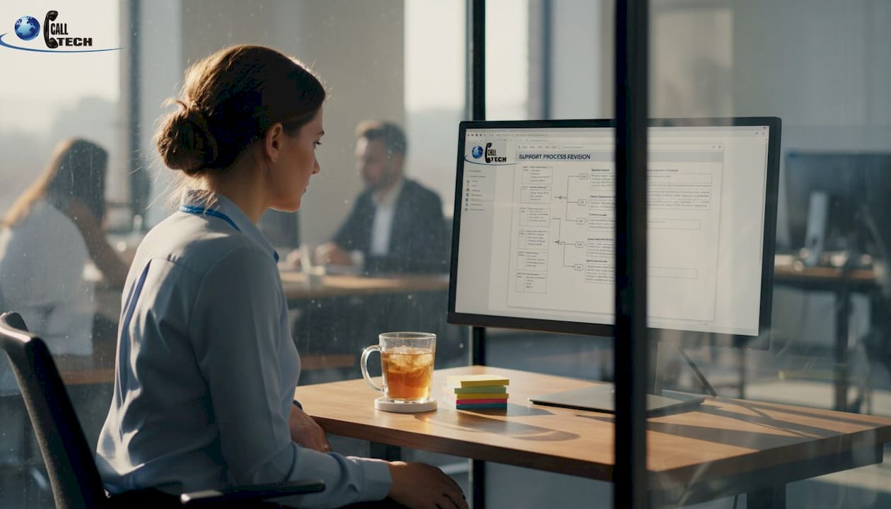 Manager updates support workflow at desk