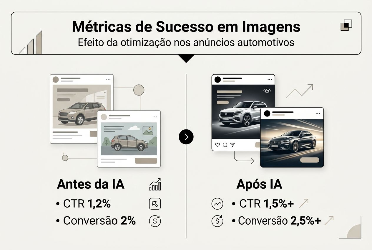 Infográfico comparando os resultados antes e depois da implementação da inteligência artificial