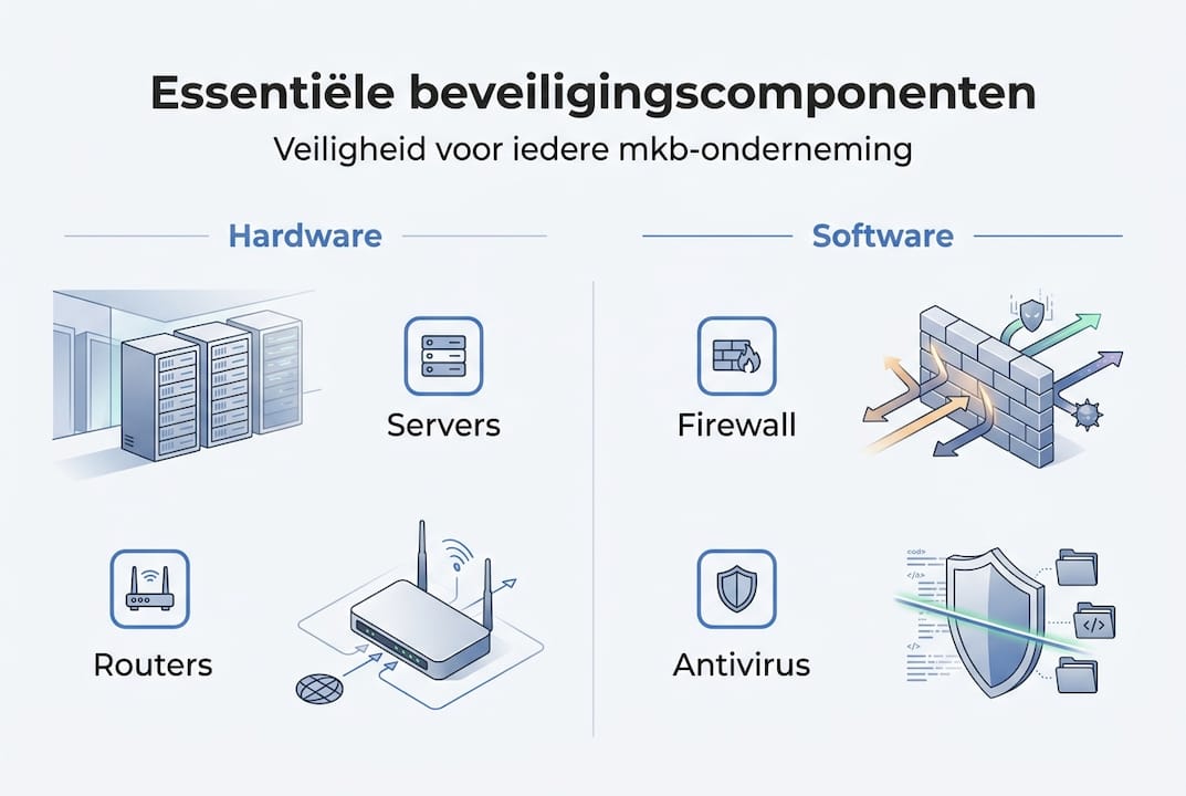 Infographic met de belangrijkste bouwstenen voor goede beveiliging