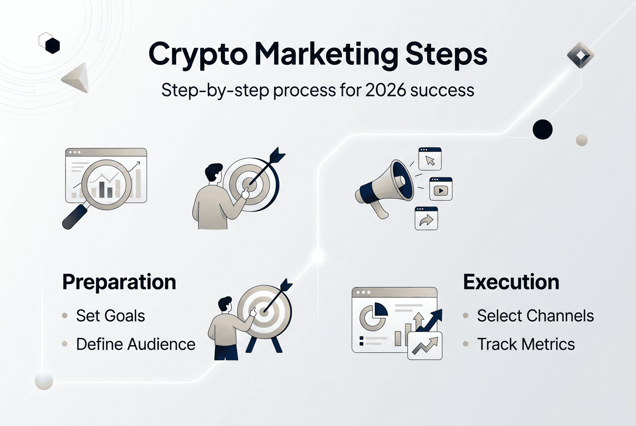 Infographic of crypto marketing strategy process