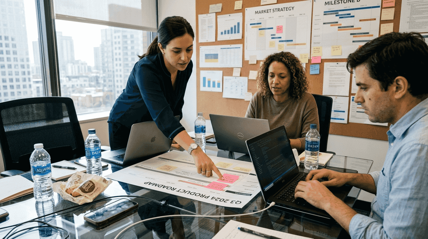 Team planning crypto campaign steps