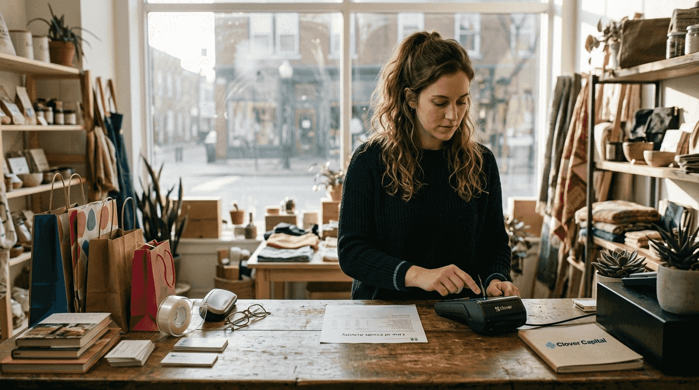 Retail owner reviews line of credit statement