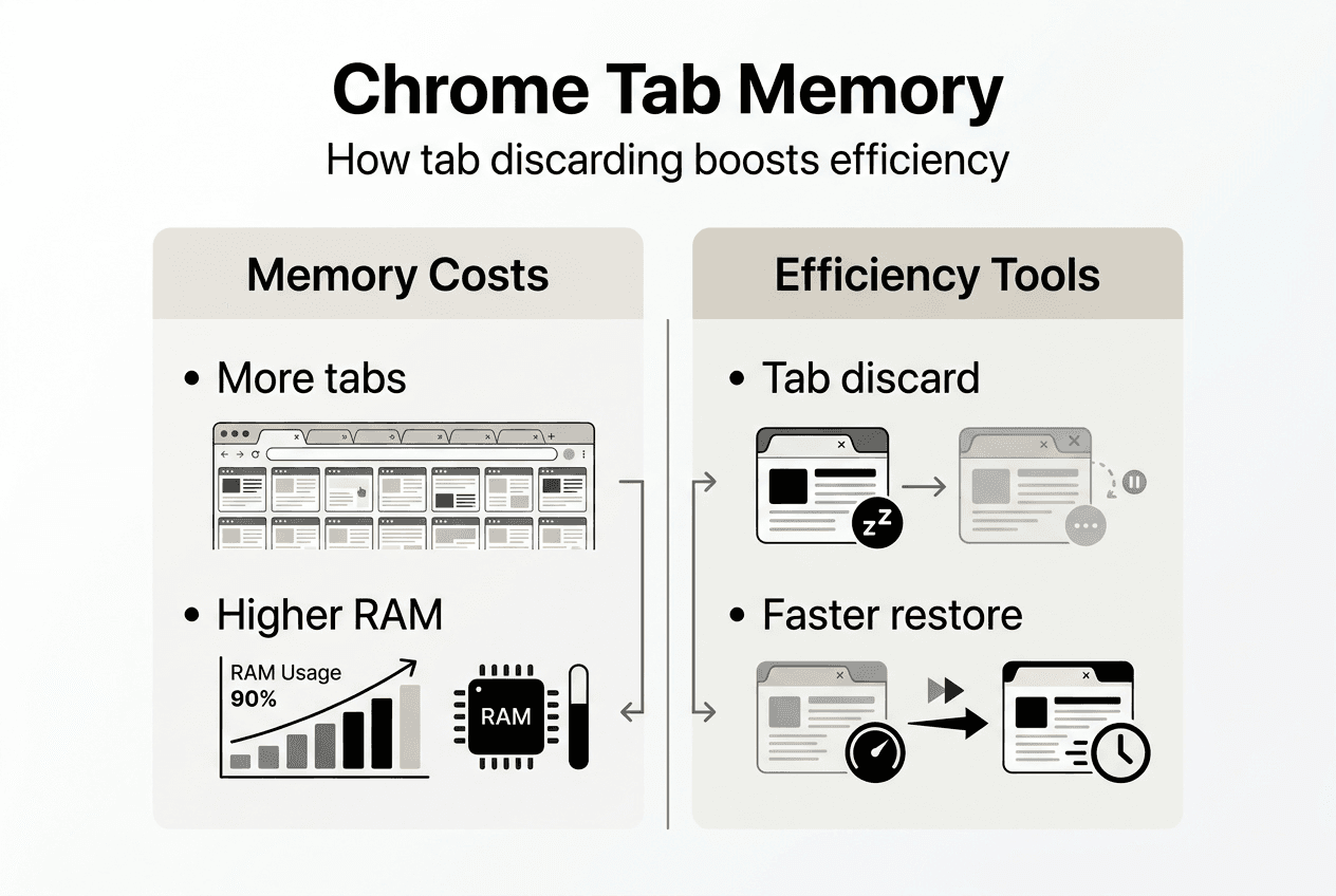 Infographic of Chrome memory and tab management