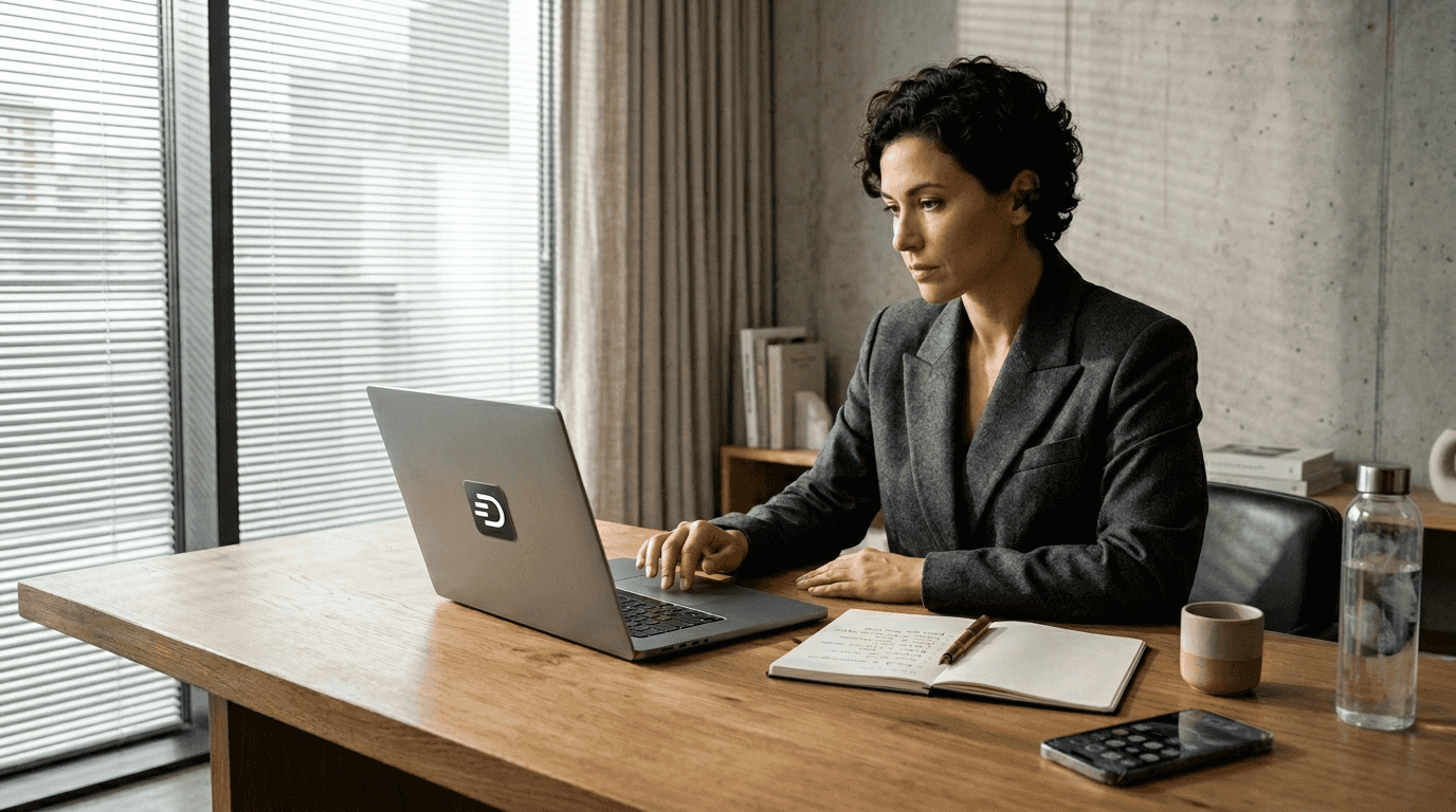 Woman manages browser tabs efficiently