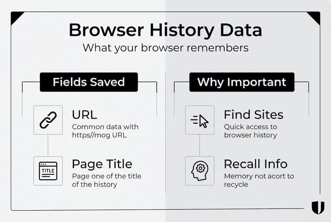 Infographic showing browser history fields and uses