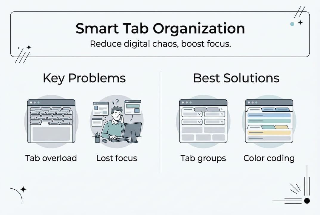Infographic on browser tab overload strategies