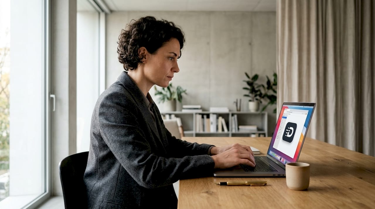 Man using browser keyboard shortcuts at desk