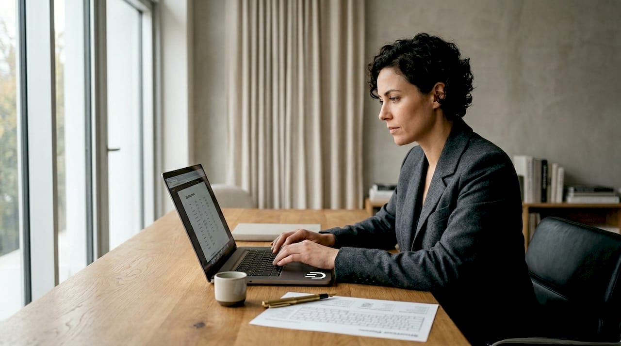 Man studying browser shortcuts in home office