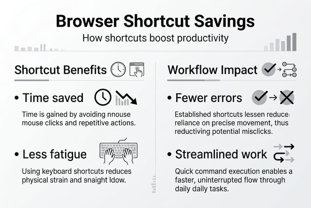 Infographic showing browser shortcut workflow benefits