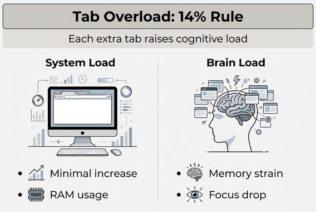 Infographic: tab overload impact system vs brain