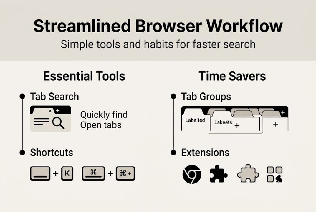 Infographic of streamlined browser workflow essentials