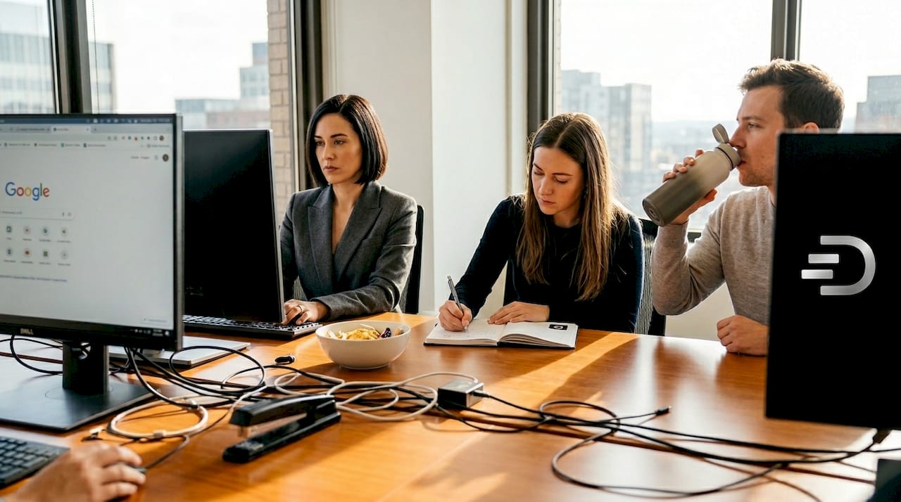 Team working on productivity with Chrome extensions
