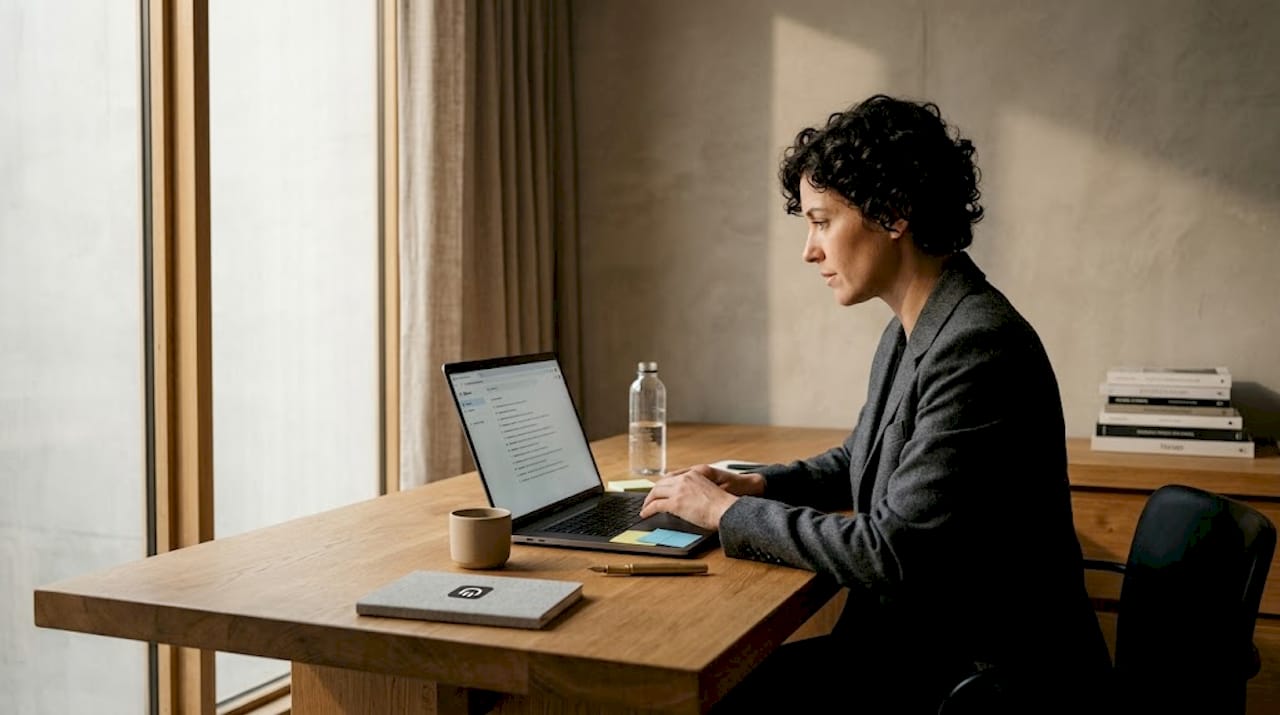 Man scrolling through browser history at desk