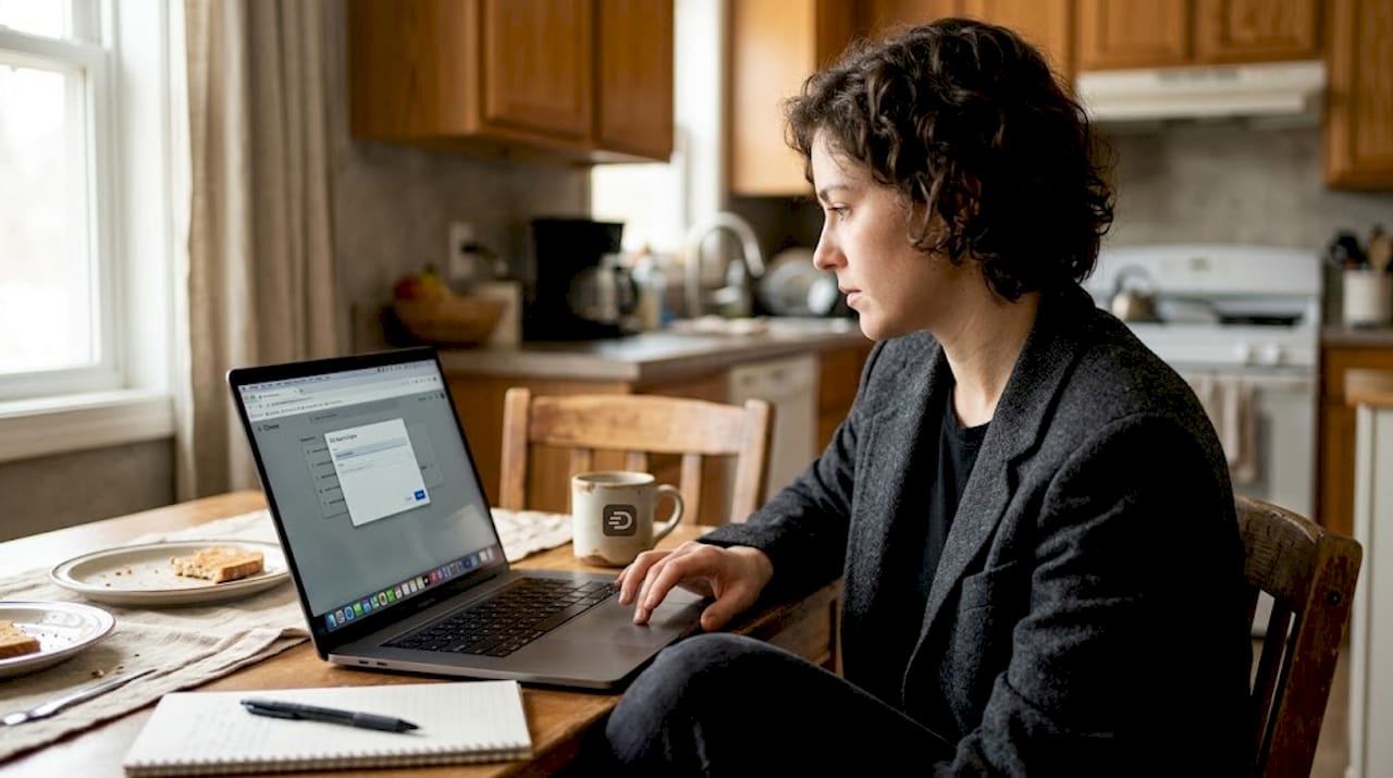 Woman setting up Chrome custom search